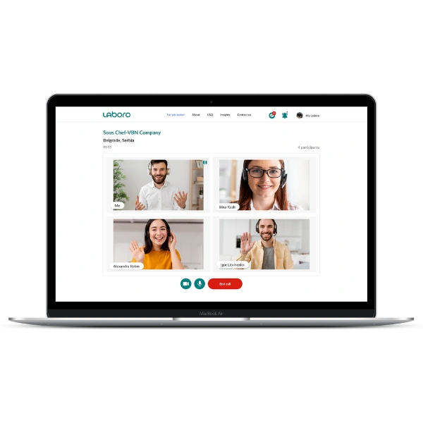 Group job interview on Laboro app